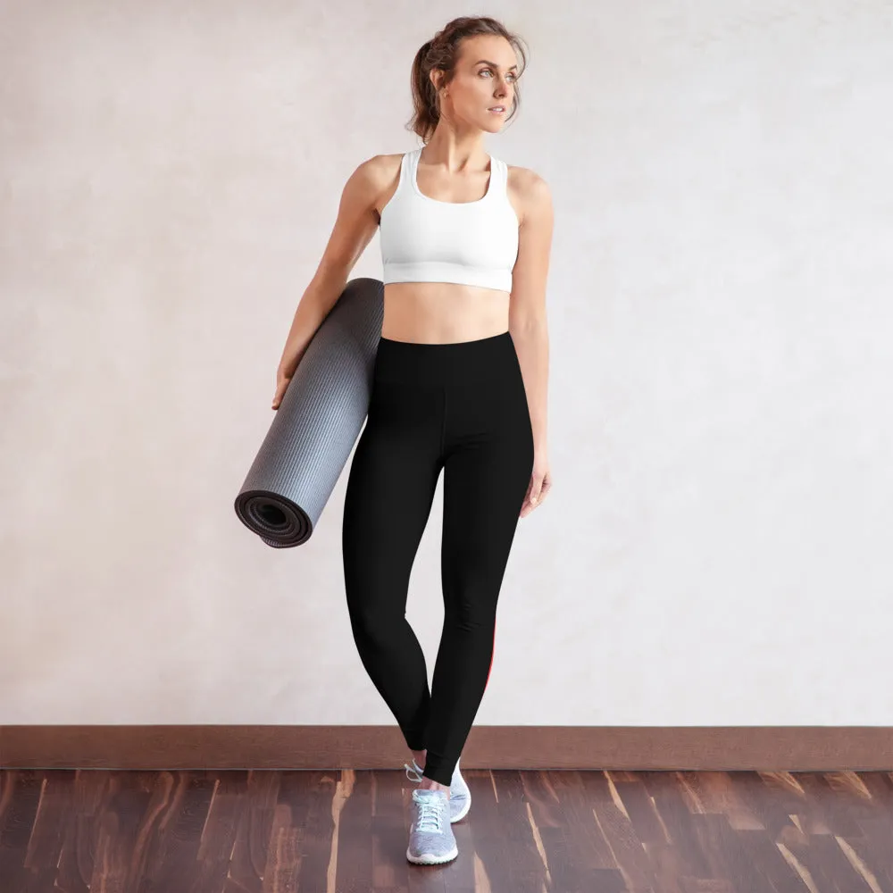 All-Over Print Multi Colors Super Soft, Stretchy, Comfortable, Single  Red Stripe Yoga Leggings With Pockets