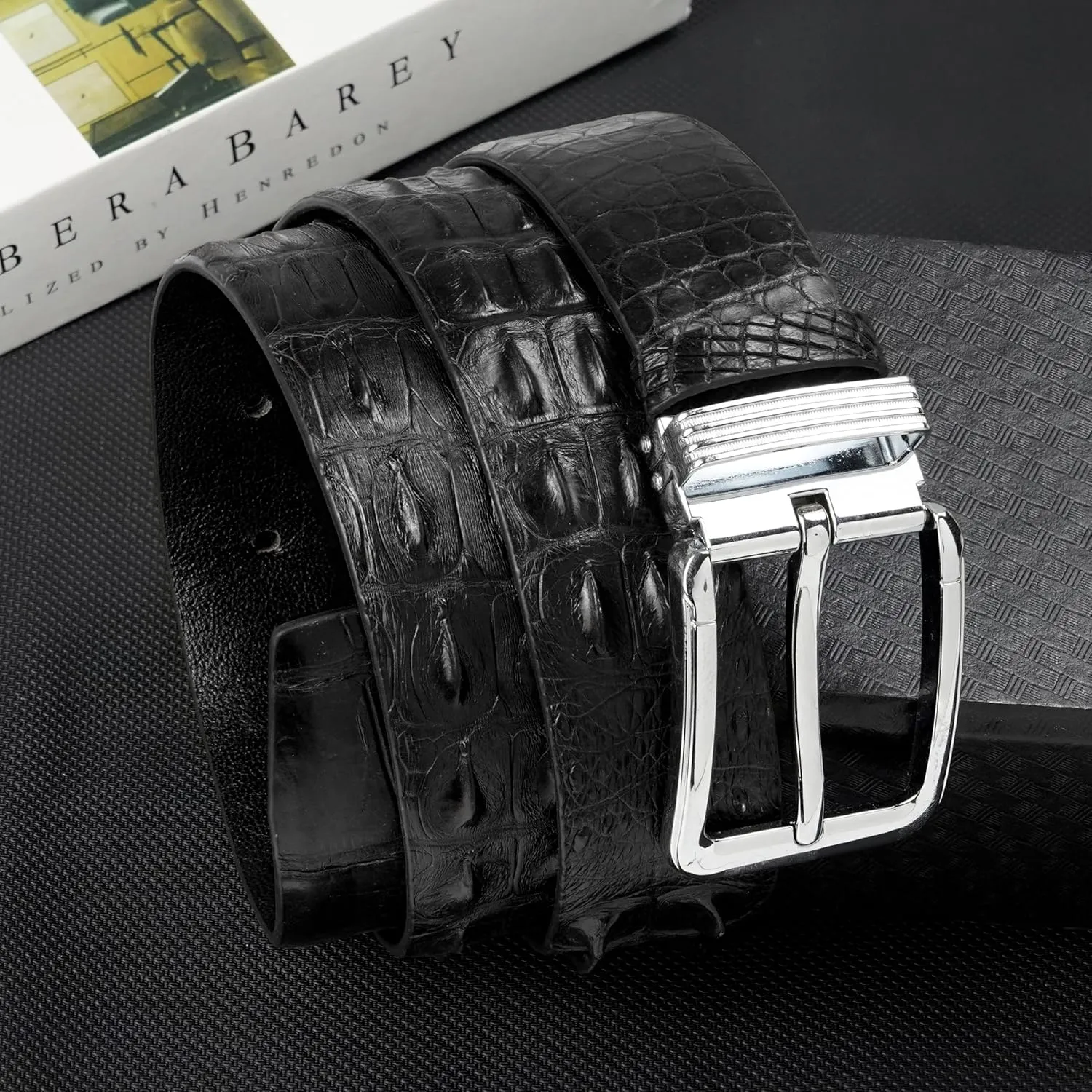 Alligator Leather Belt Men Crocodile Belly 1.5" width Pin Gold Buckle Removal Dress Golf Luxury Premium Handmade