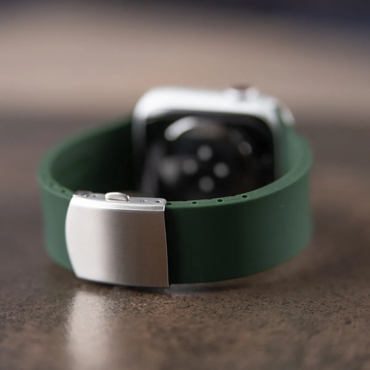 Apple Watch Custom Fit Silicone Watch Band - British Racing Green/Silver
