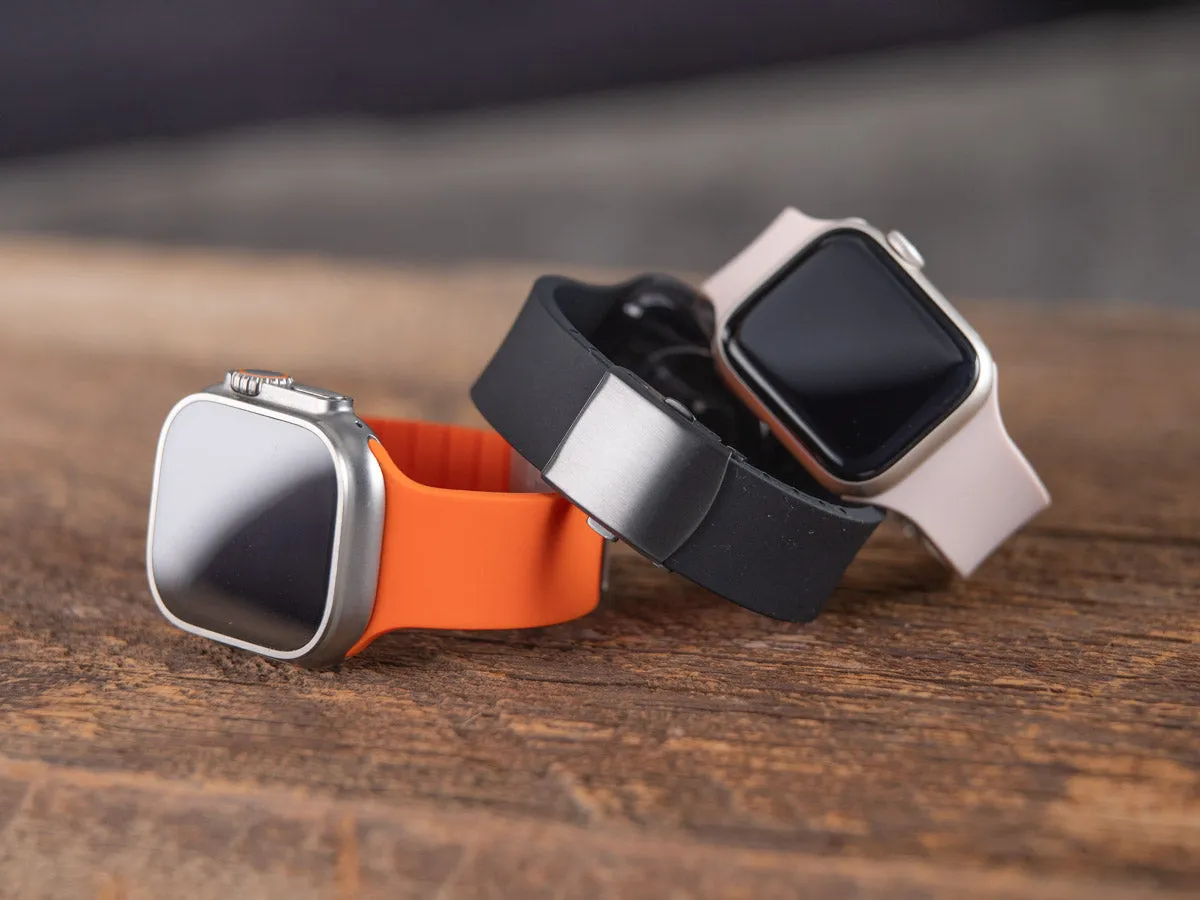 Apple Watch Custom Fit Silicone Watch Band - Portland Orange/Silver