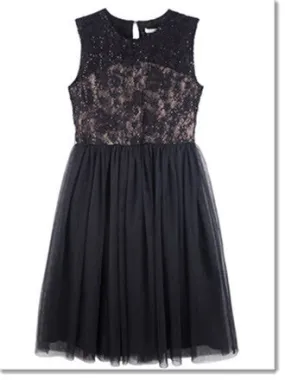 Audrey Lace Bodice Dress - Black
