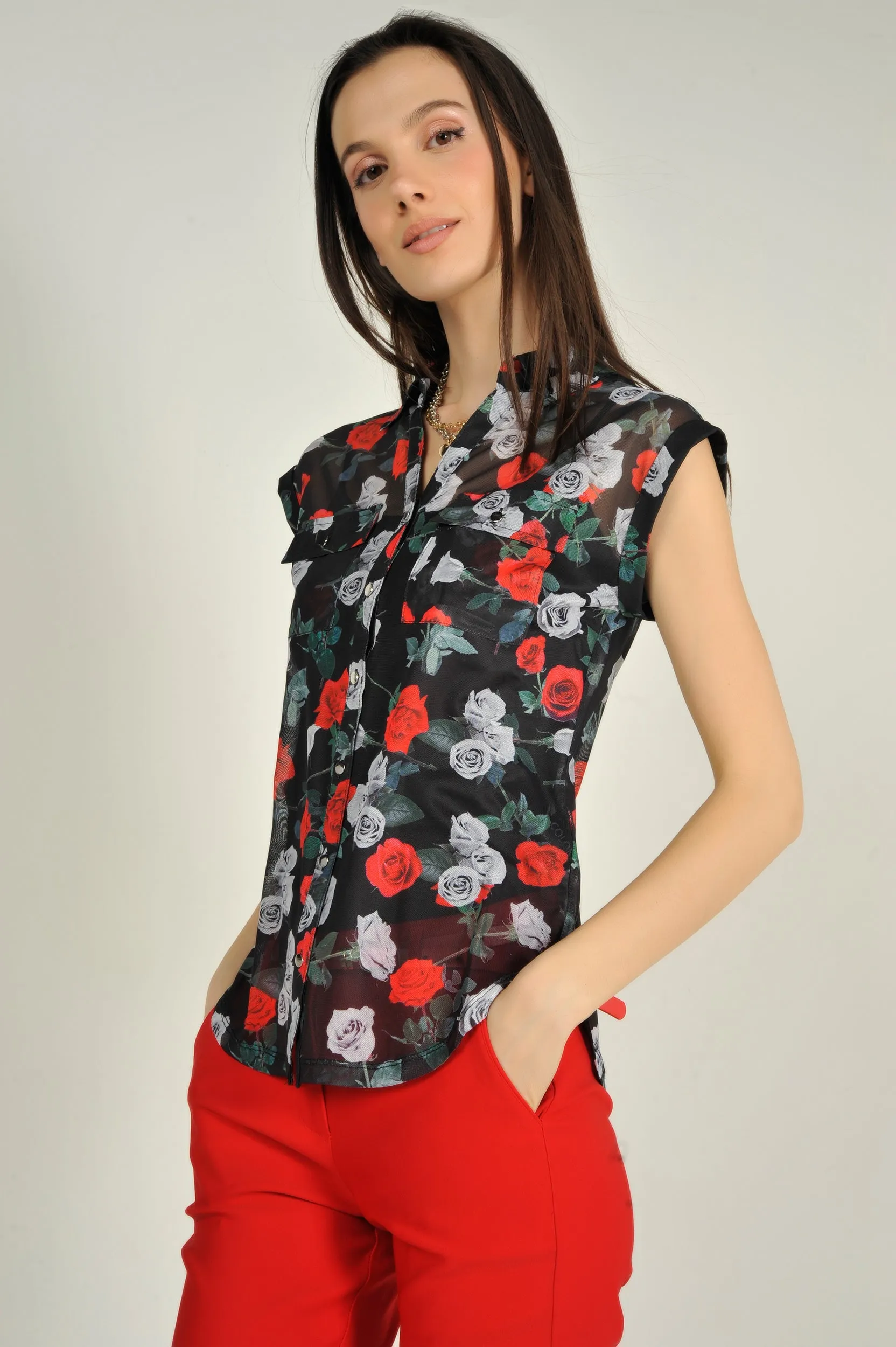 Blouse transparente sans manches - TESSY-MH-X1 - (E-B16)