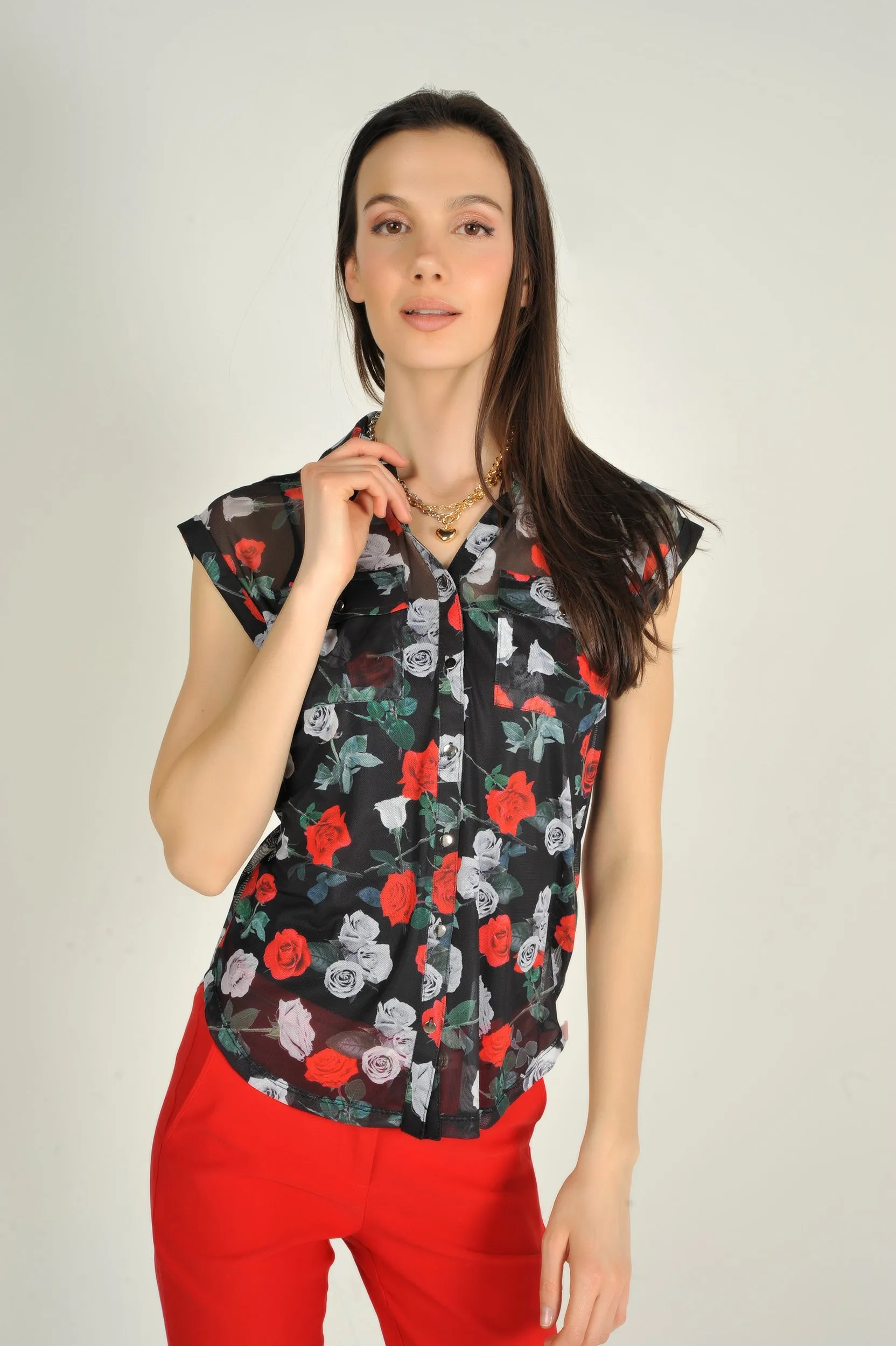 Blouse transparente sans manches - TESSY-MH-X1 - (E-B16)