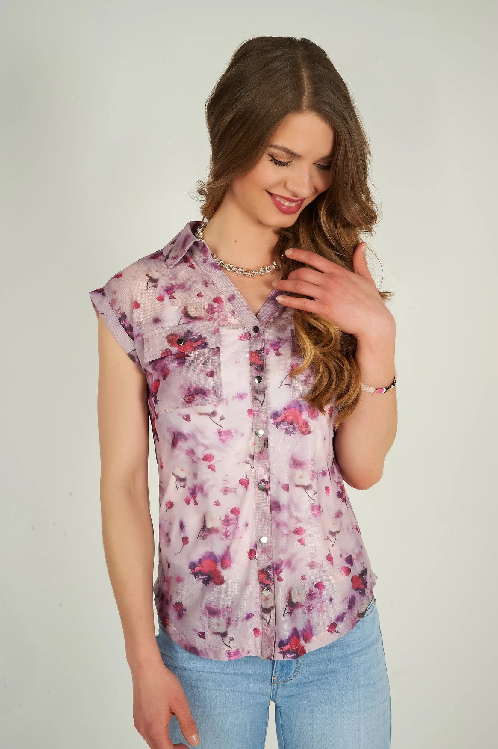 Blouse transparente sans manches - TESSY-MH-X1 - (E-B16)