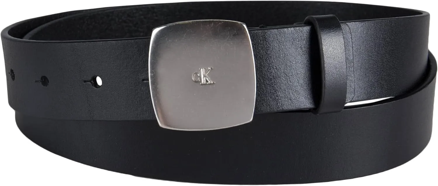 Calvin Klein Women's Casual Plaque Buckle Ck Jeans Belt