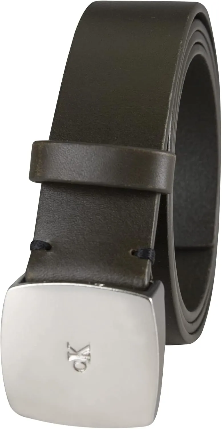 Calvin Klein Women's Casual Plaque Buckle Ck Jeans Belt