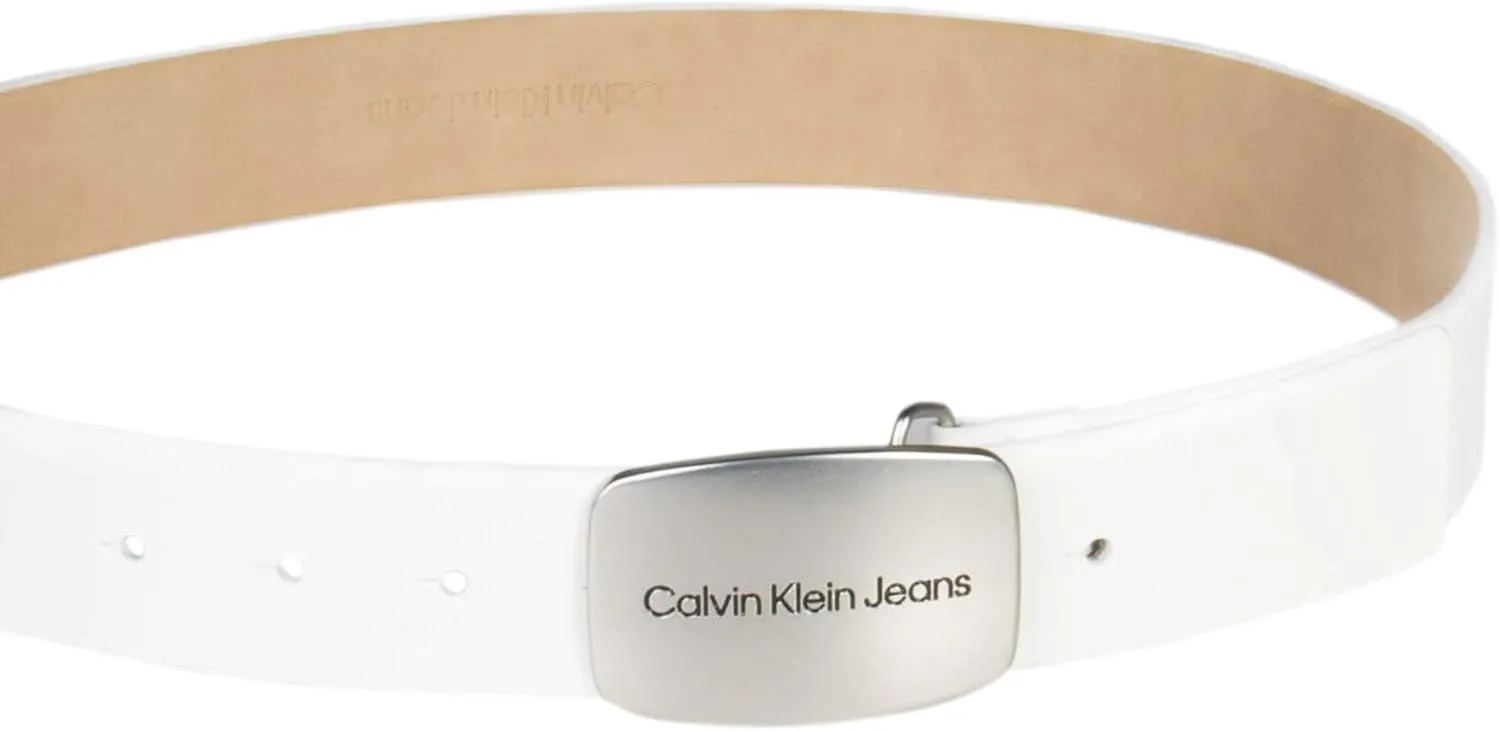 Calvin Klein Women's Casual Plaque Buckle Ck Jeans Belt