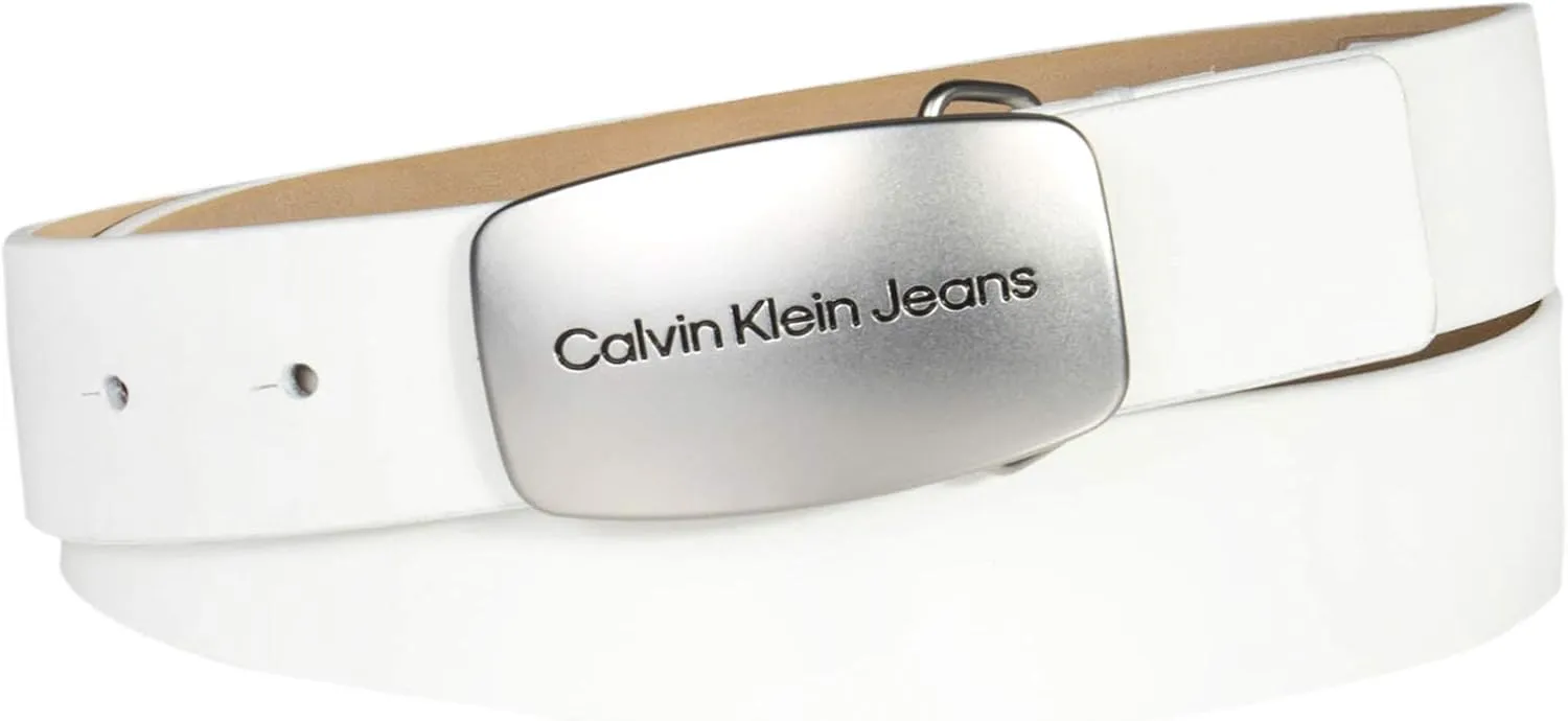 Calvin Klein Women's Casual Plaque Buckle Ck Jeans Belt