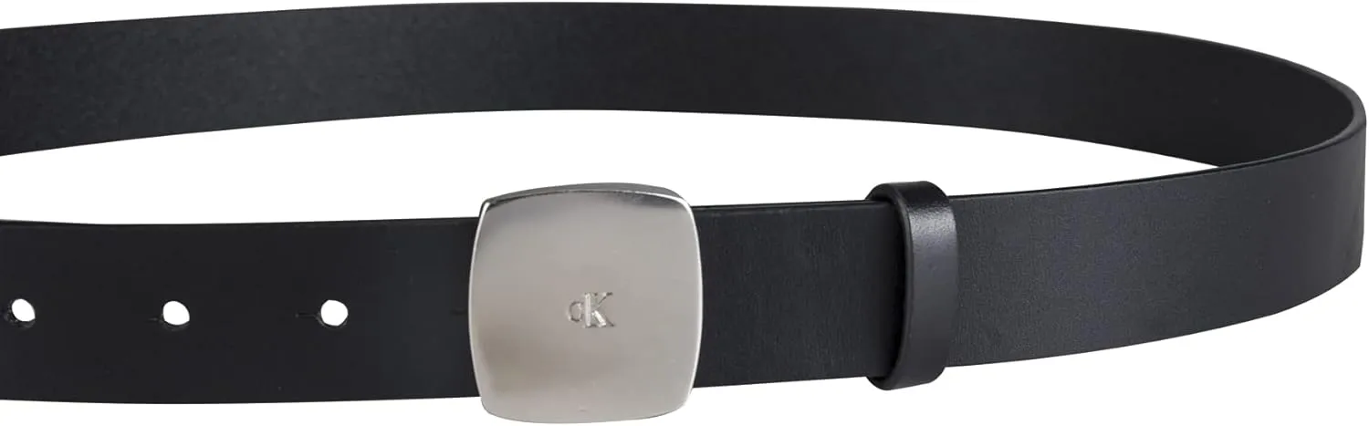 Calvin Klein Women's Casual Plaque Buckle Ck Jeans Belt
