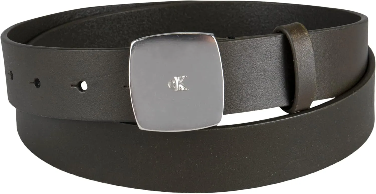 Calvin Klein Women's Casual Plaque Buckle Ck Jeans Belt