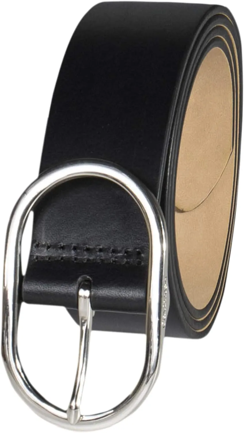 Calvin Klein Women's Oval Center Bar Buckle Leather Fashion Belt for Trousers and Dresses