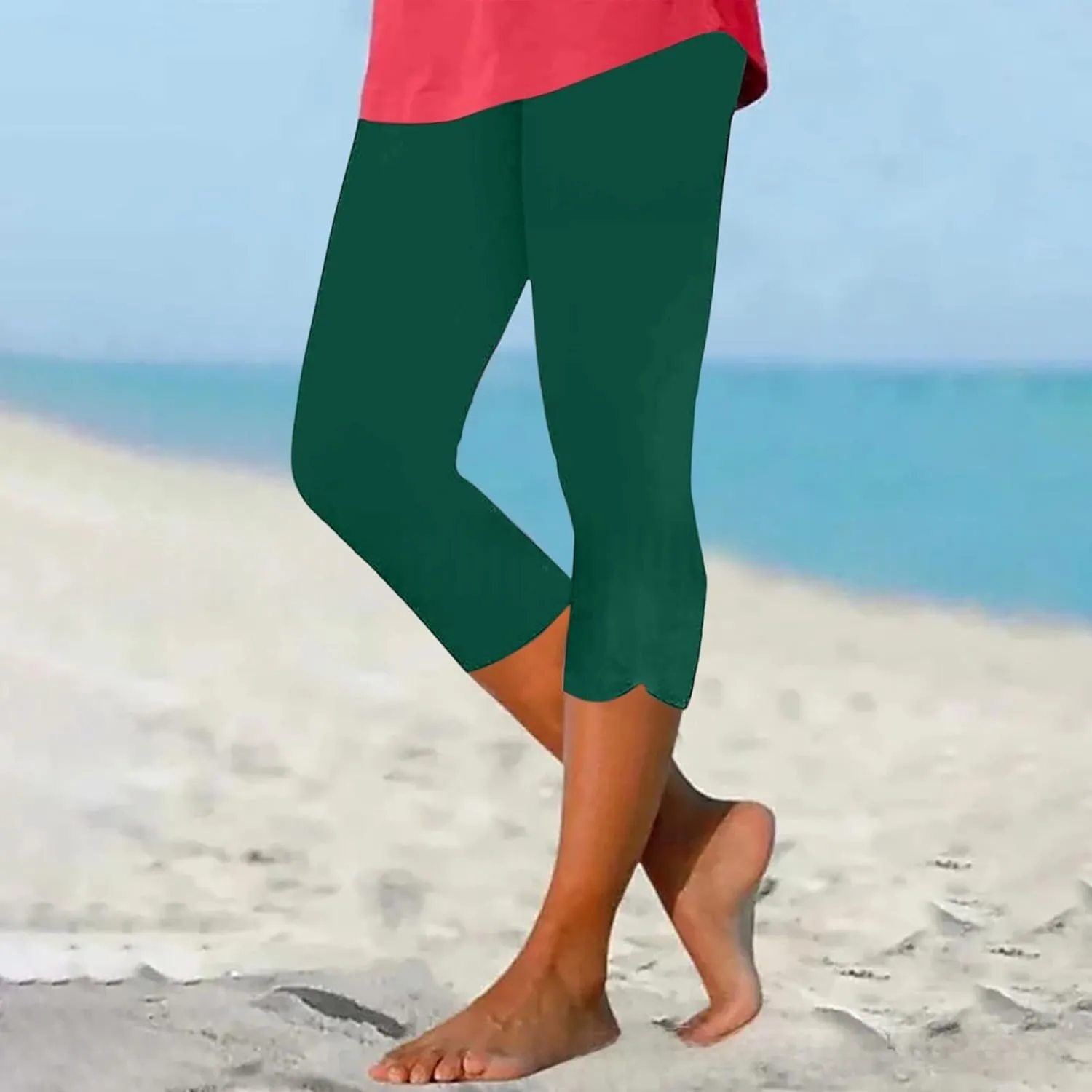 Capri Leggings for Women 2025 High Waisted Yoga Pants Lightweight Comfortable Solid Color Soft Casual Cropped Pants