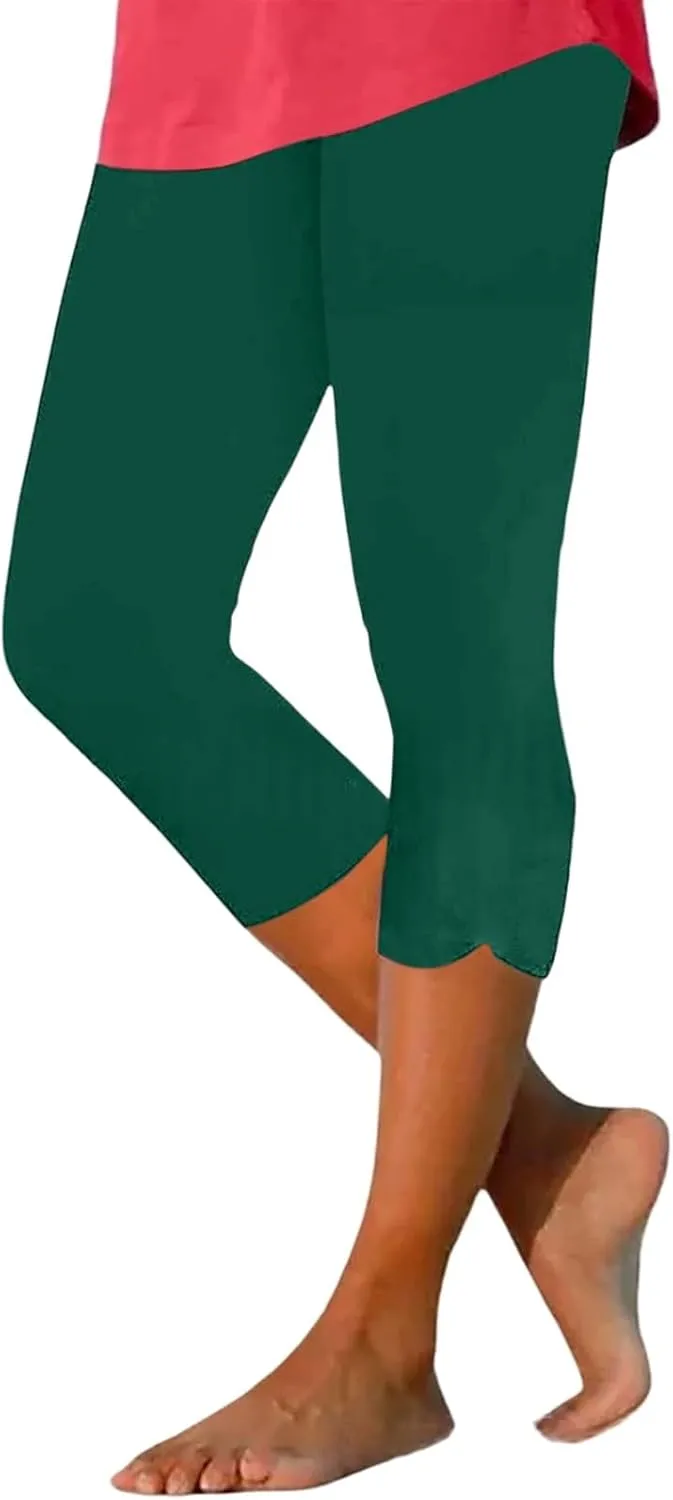 Capri Leggings for Women 2025 High Waisted Yoga Pants Lightweight Comfortable Solid Color Soft Casual Cropped Pants