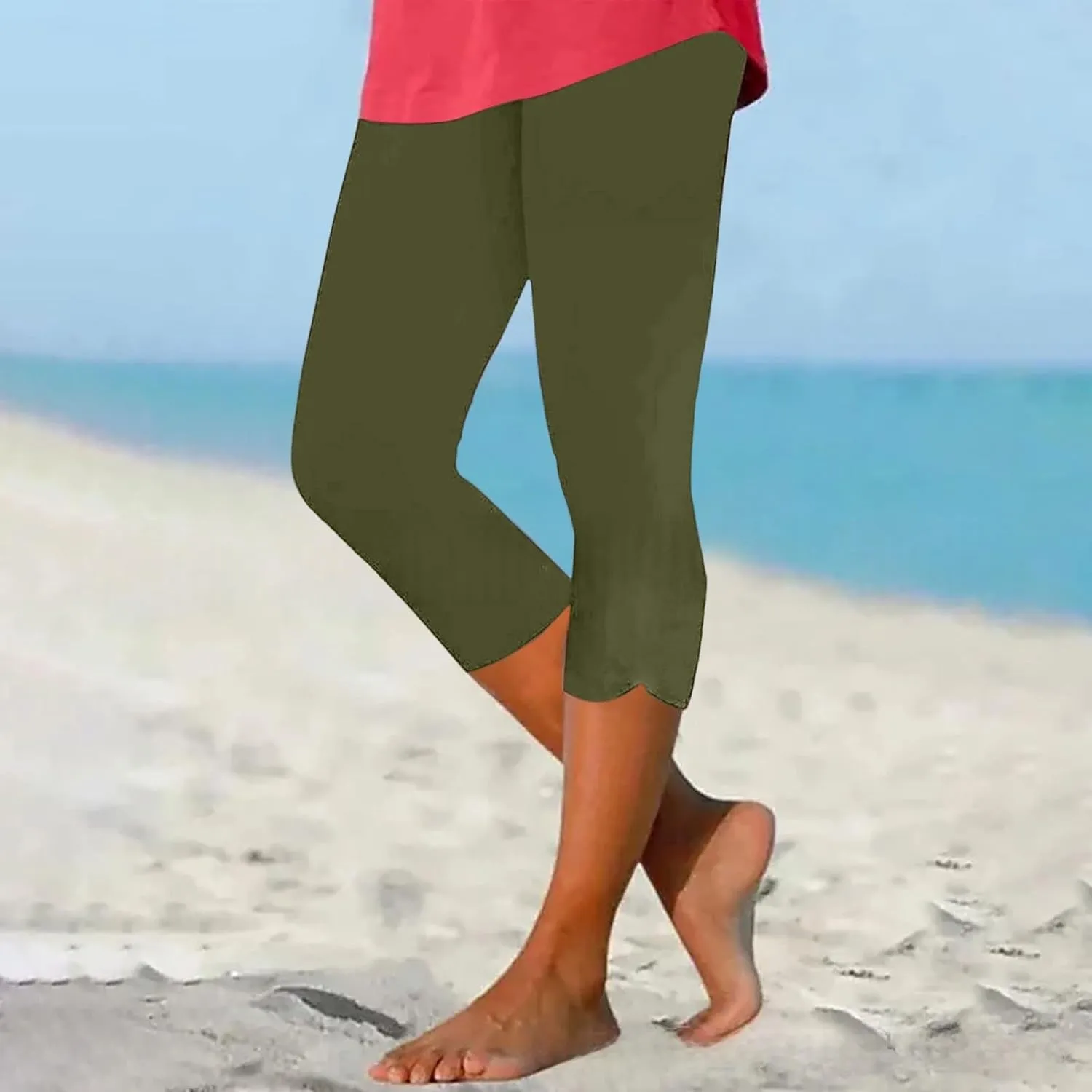 Capri Leggings for Women 2025 High Waisted Yoga Pants Lightweight Comfortable Solid Color Soft Casual Cropped Pants
