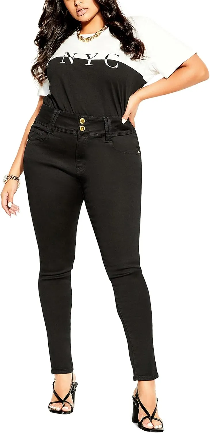 City Chic Women's Jean-Asha Short High Rise Skinny