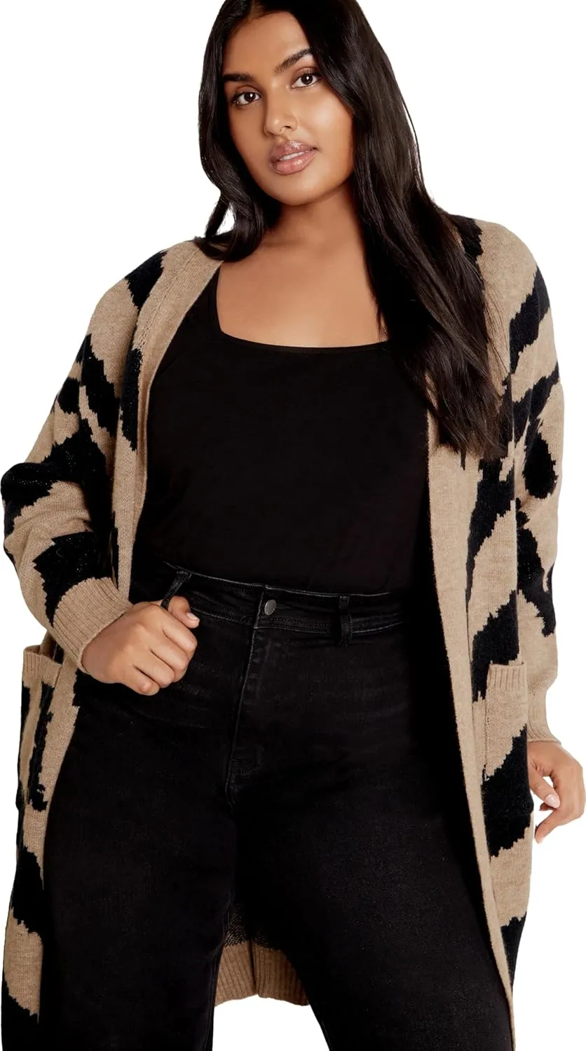 City Chic Women's Plus Size Earn Your Stripes Cardigan