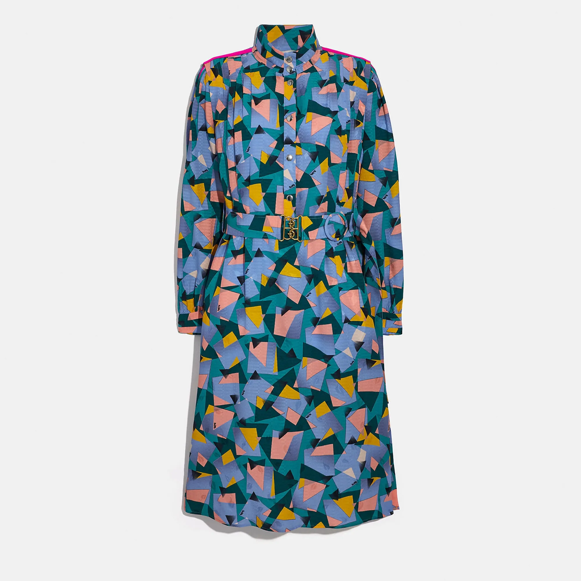COACH Bold Geo Mock Neck Dress With Sporty Stripe