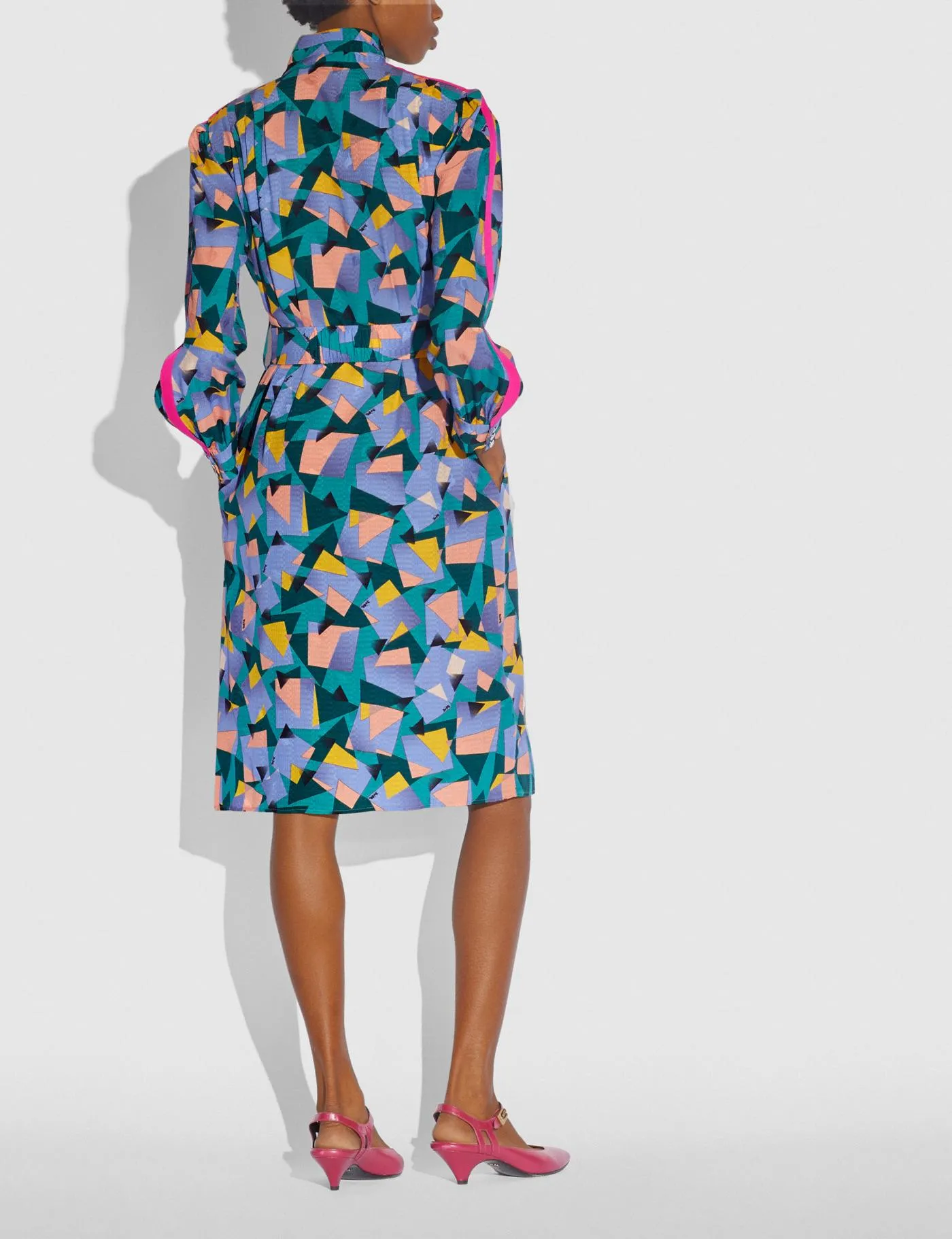 COACH Bold Geo Mock Neck Dress With Sporty Stripe