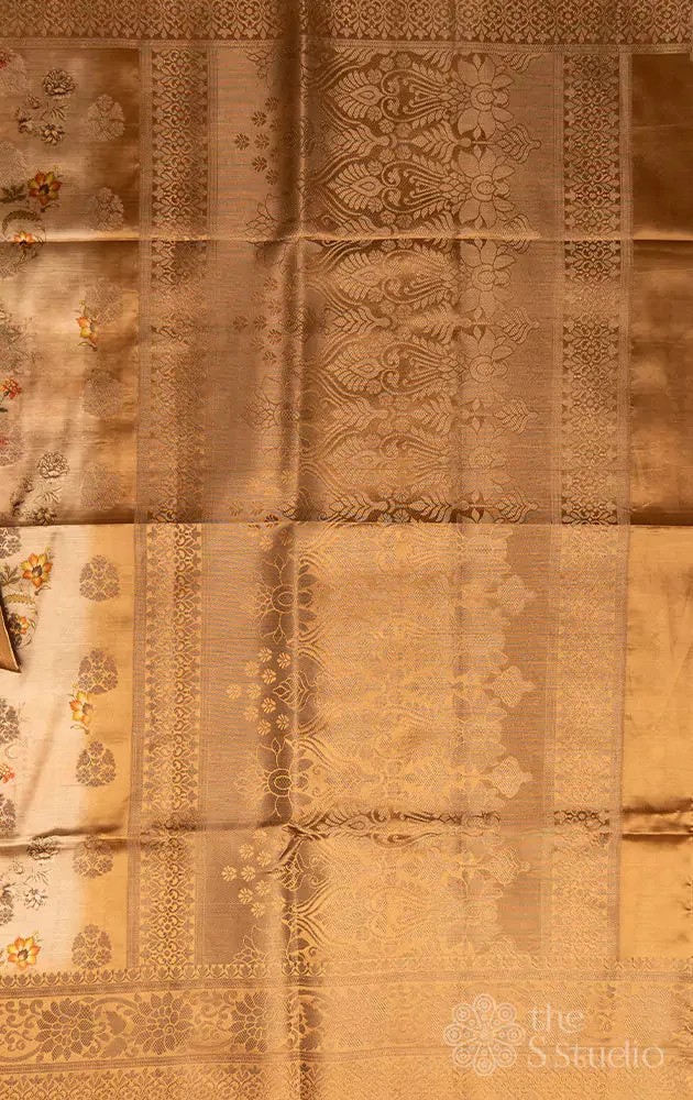 Dark mustard semi silk saree