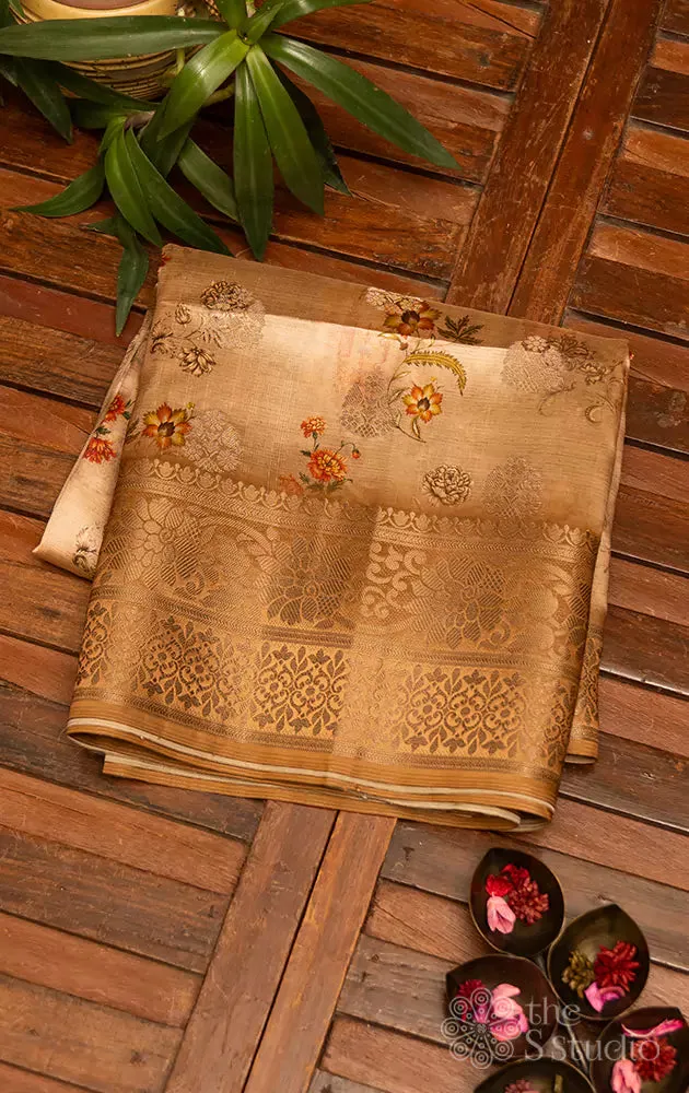 Dark mustard semi silk saree