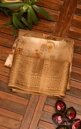 Dark mustard semi silk saree