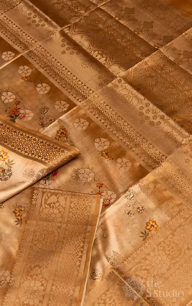 Dark mustard semi silk saree