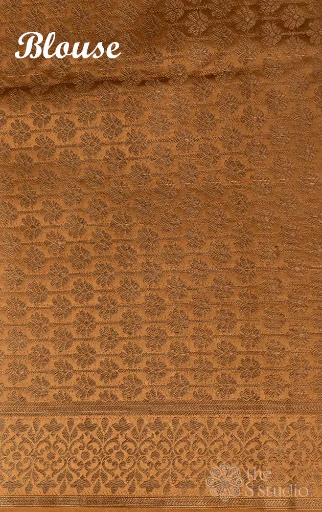Dark mustard semi silk saree