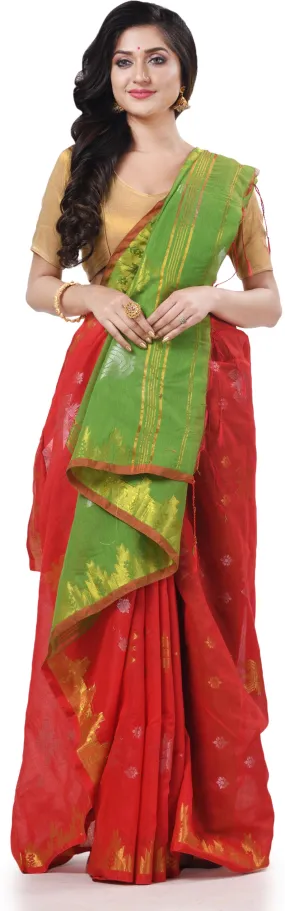 Desh Bidesh Woven Handloom Cotton Silk Saree (Light Green)