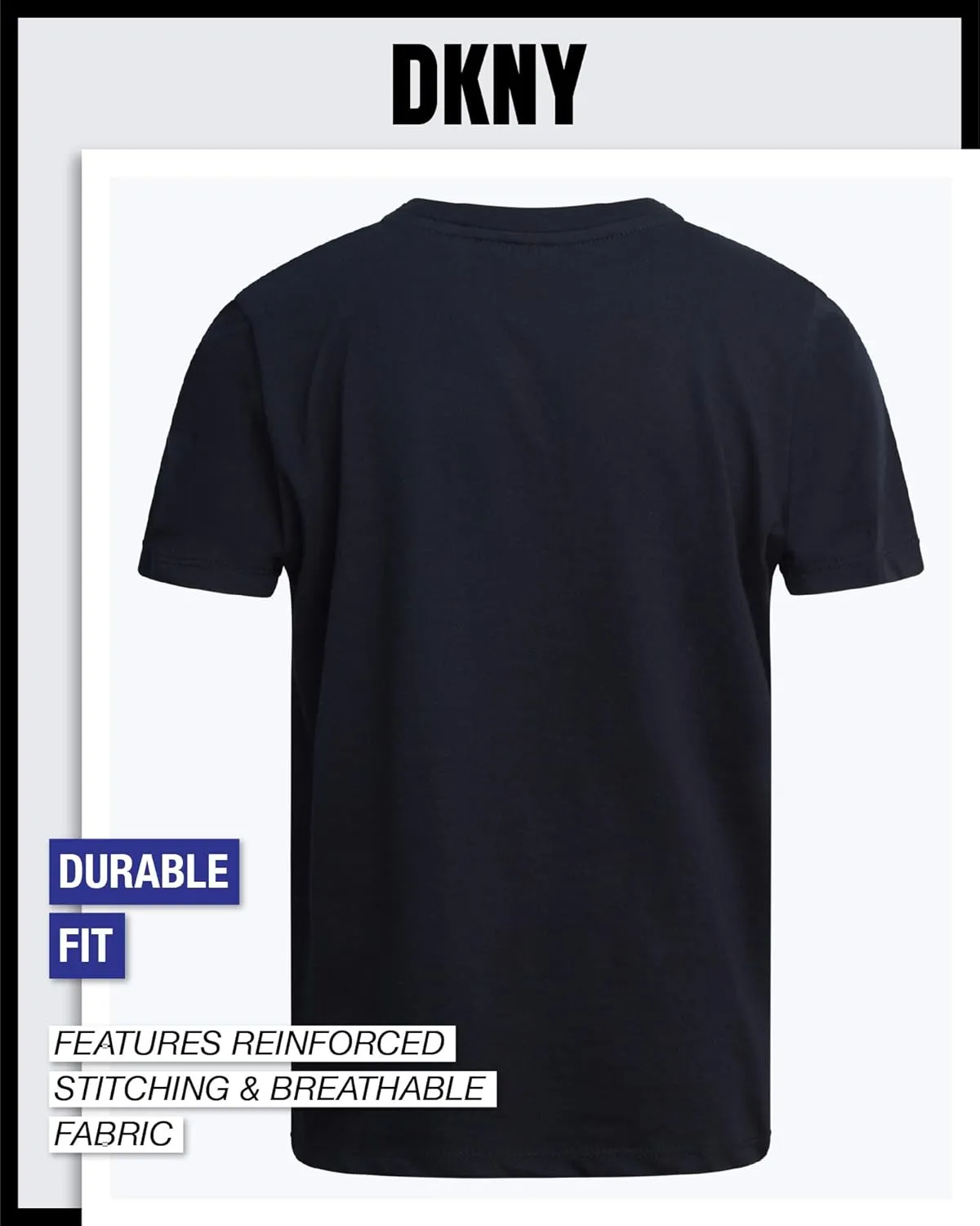 DKNY Boys' Graphic Tee - Soft and Breathable Classic Crewneck Short Sleeve Pullover T-Shirt for Boys (Sizes: 8-20)