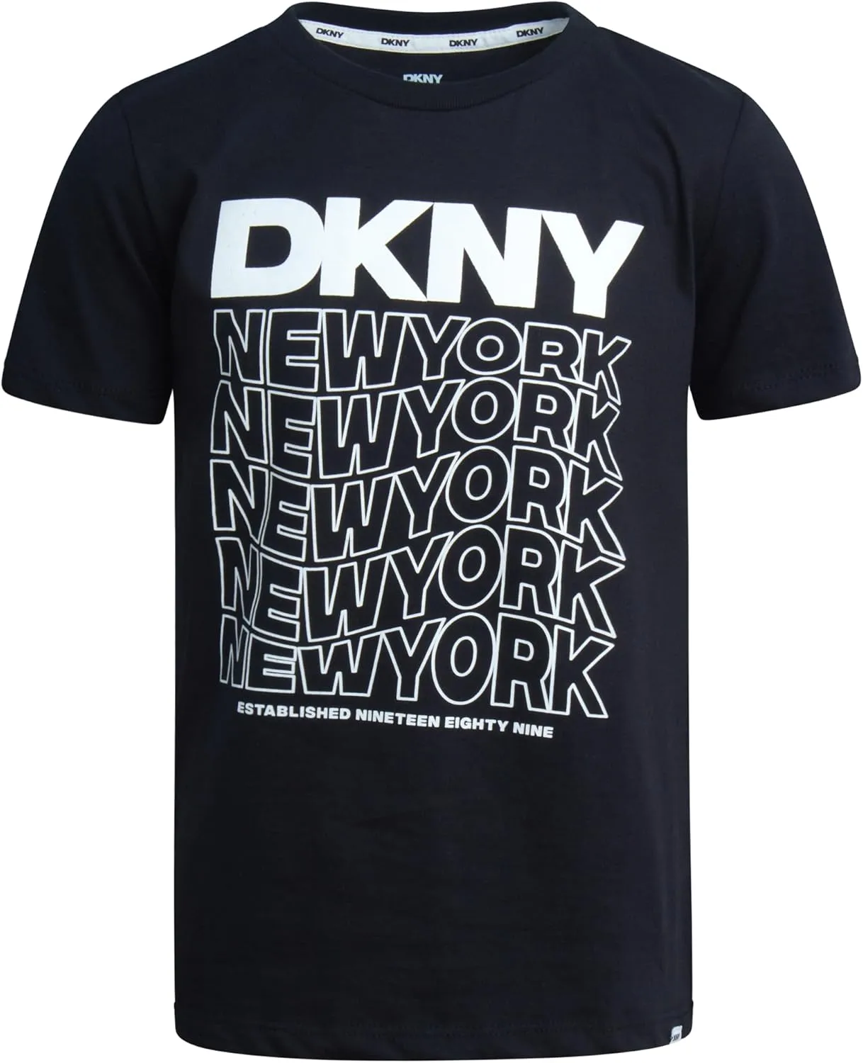 DKNY Boys' Graphic Tee - Soft and Breathable Classic Crewneck Short Sleeve Pullover T-Shirt for Boys (Sizes: 8-20)
