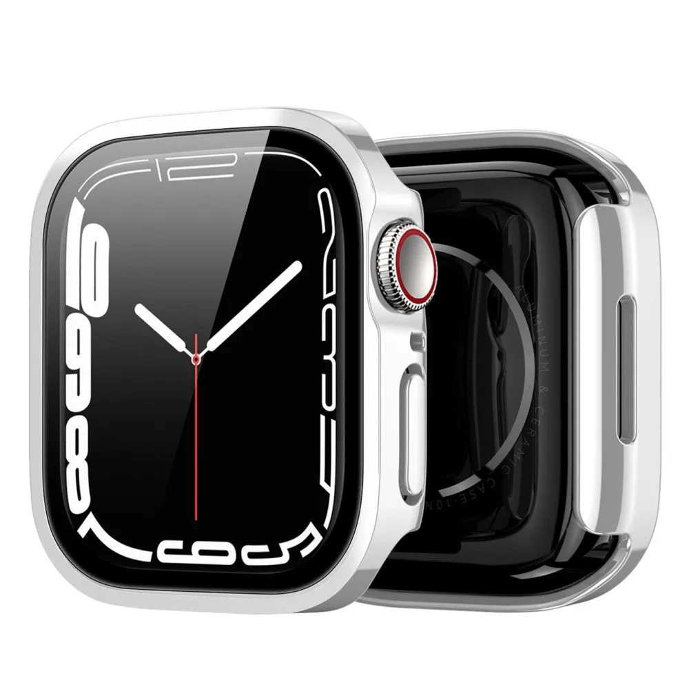Dux Ducis - Apple Watch (44mm) Hardcase Bumper Case with Galvanized Frame   Display Protective Glass - Silver