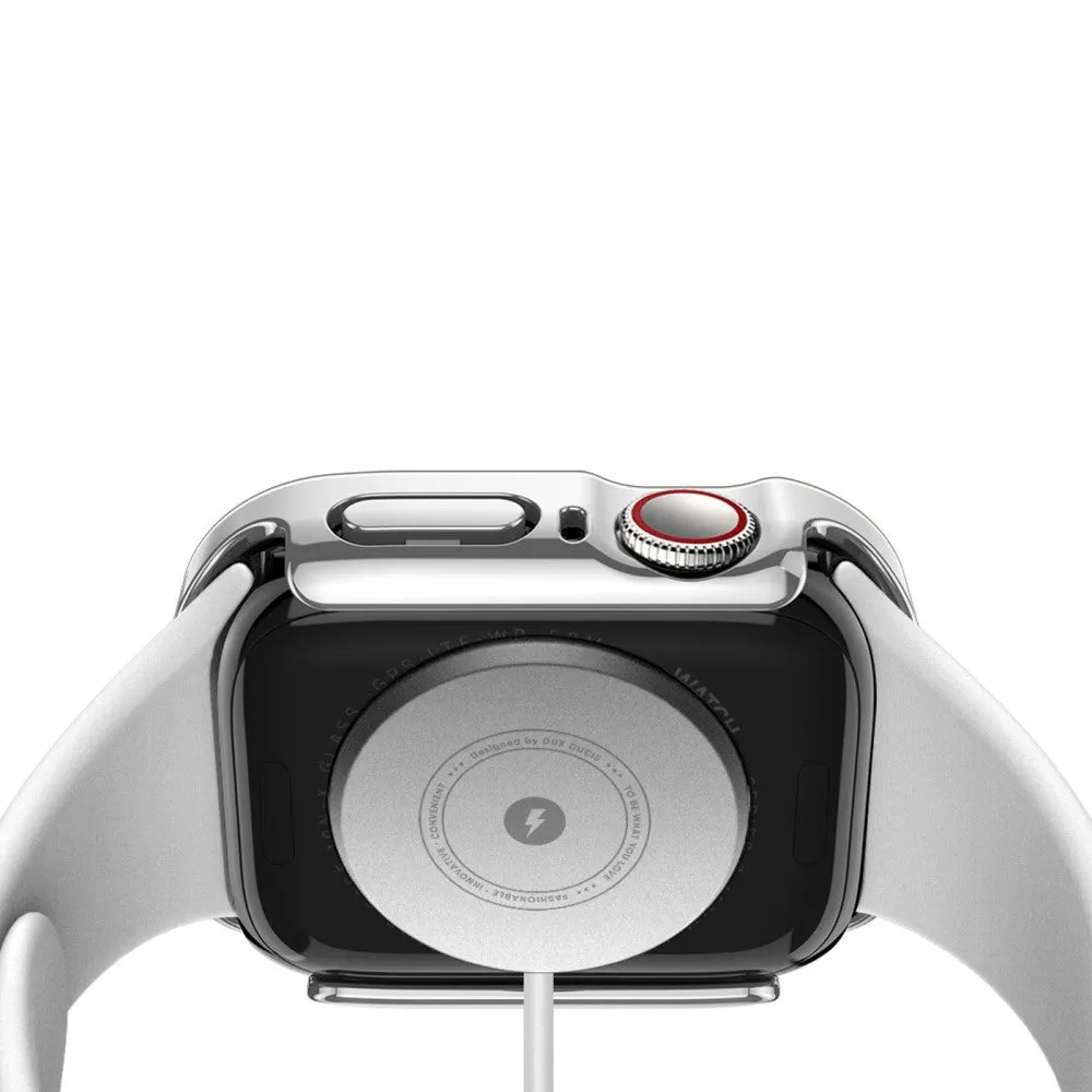 Dux Ducis - Apple Watch (44mm) Hardcase Bumper Case with Galvanized Frame   Display Protective Glass - Silver
