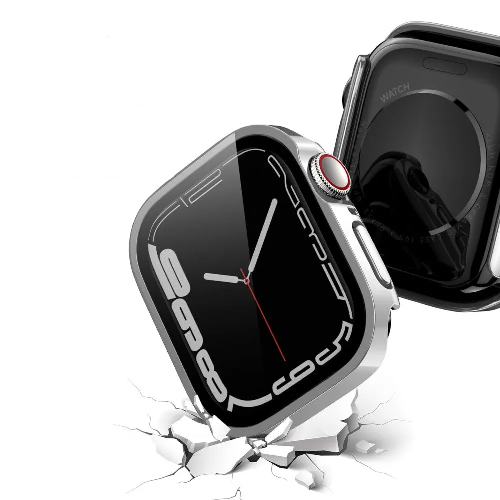 Dux Ducis - Apple Watch (44mm) Hardcase Bumper Case with Galvanized Frame   Display Protective Glass - Silver