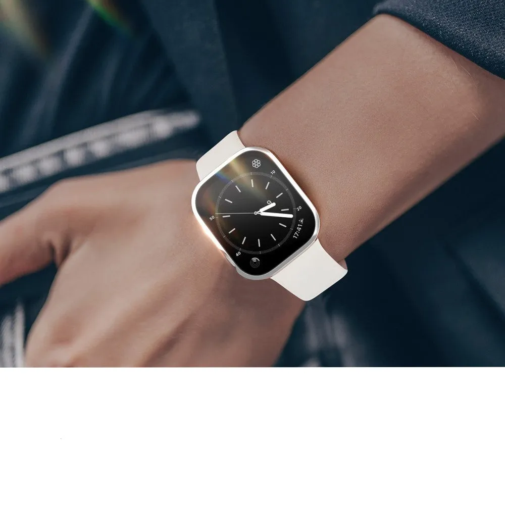 Dux Ducis - Apple Watch (44mm) Hardcase Bumper Case with Galvanized Frame   Display Protective Glass - Silver