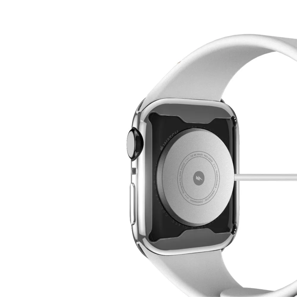 Dux Ducis - Apple Watch (45mm) Rubber Bumper Case with Galvanized Frame   Screen Protector - Silver