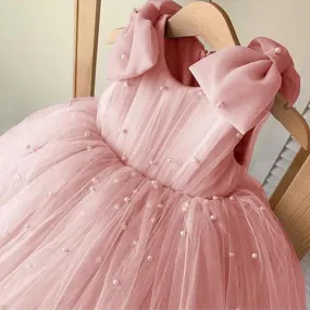 Elegant Pearl Studded Girl's Dress