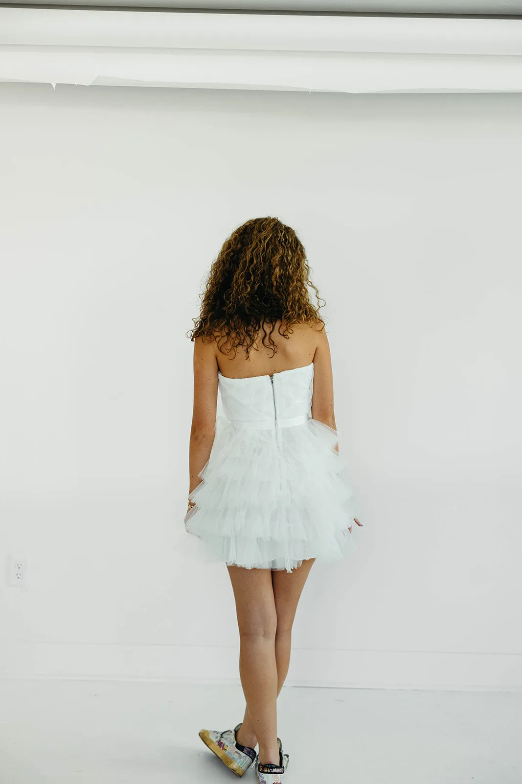 Elegant Ruffles Dress - White
