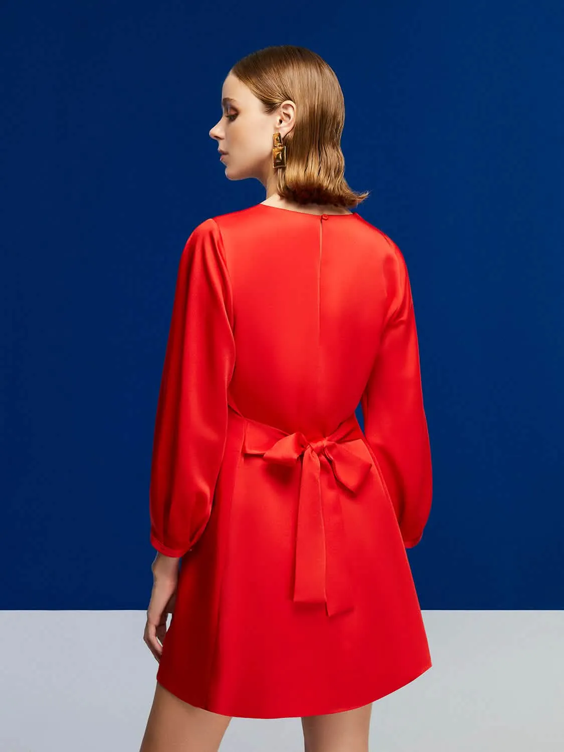 Elegant Waist-Defined Mini Dress