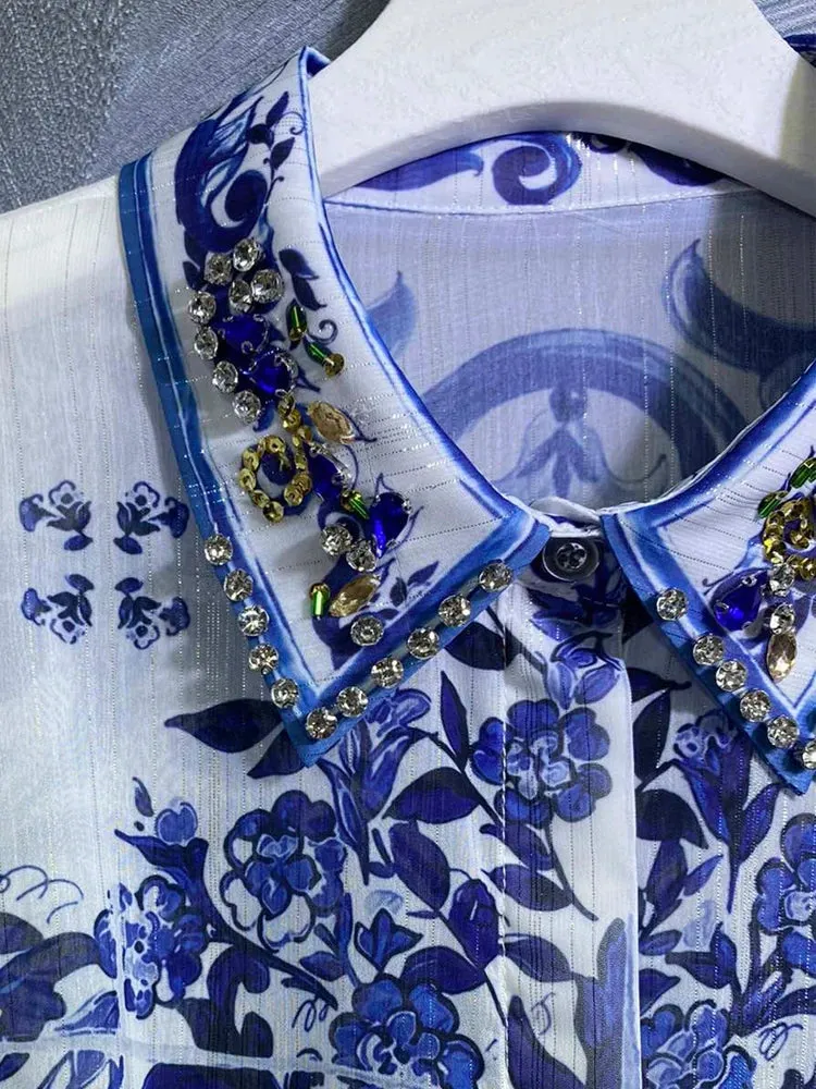 Elegant White Porcelain Bohemian Shirt Dress