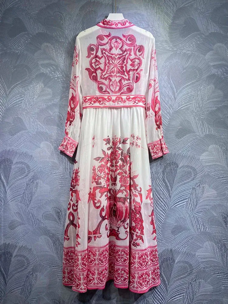 Elegant White Porcelain Bohemian Shirt Dress