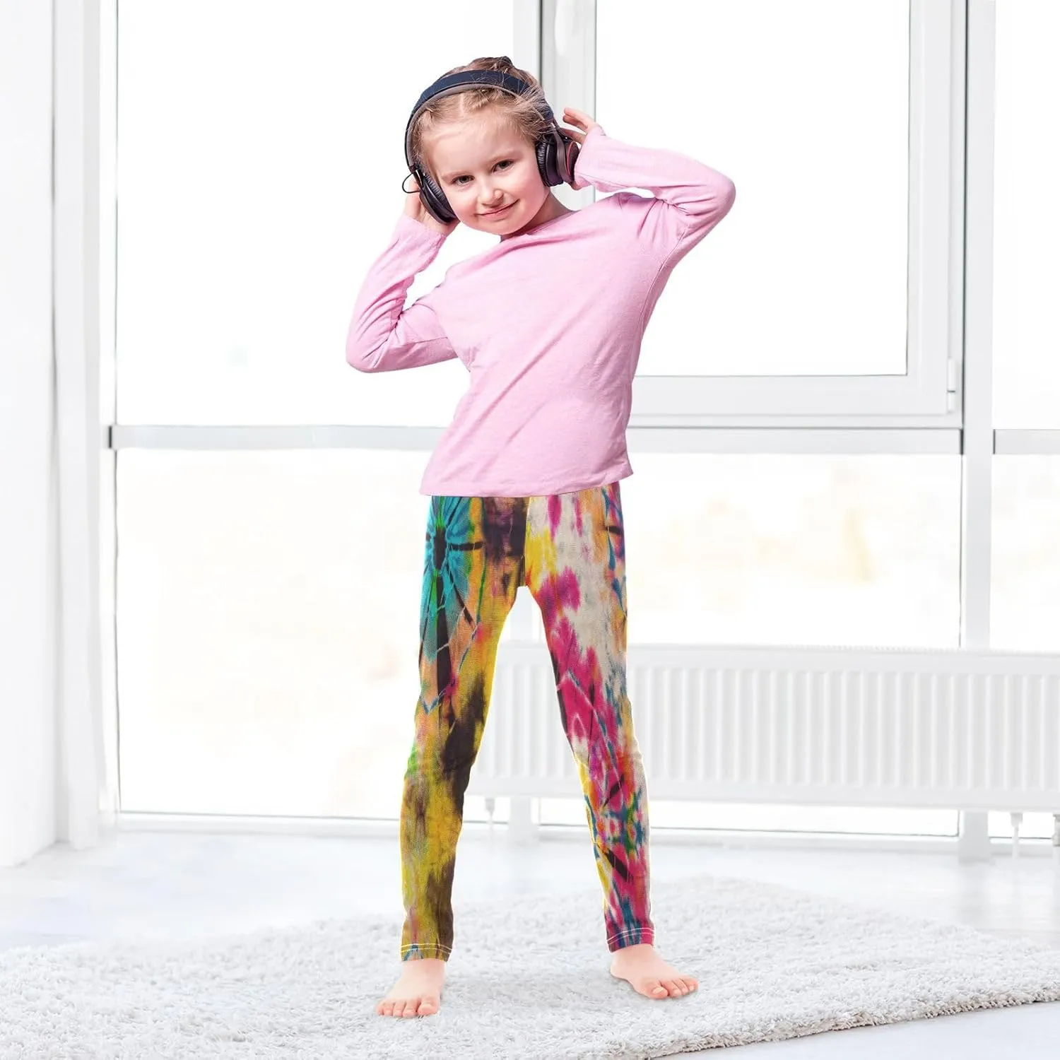 Emelivor Tie Dye Toddler Girls Leggings Comfortable Stretch Pants Athletic Leggings for Kids Toddler Girls 4-10 Years