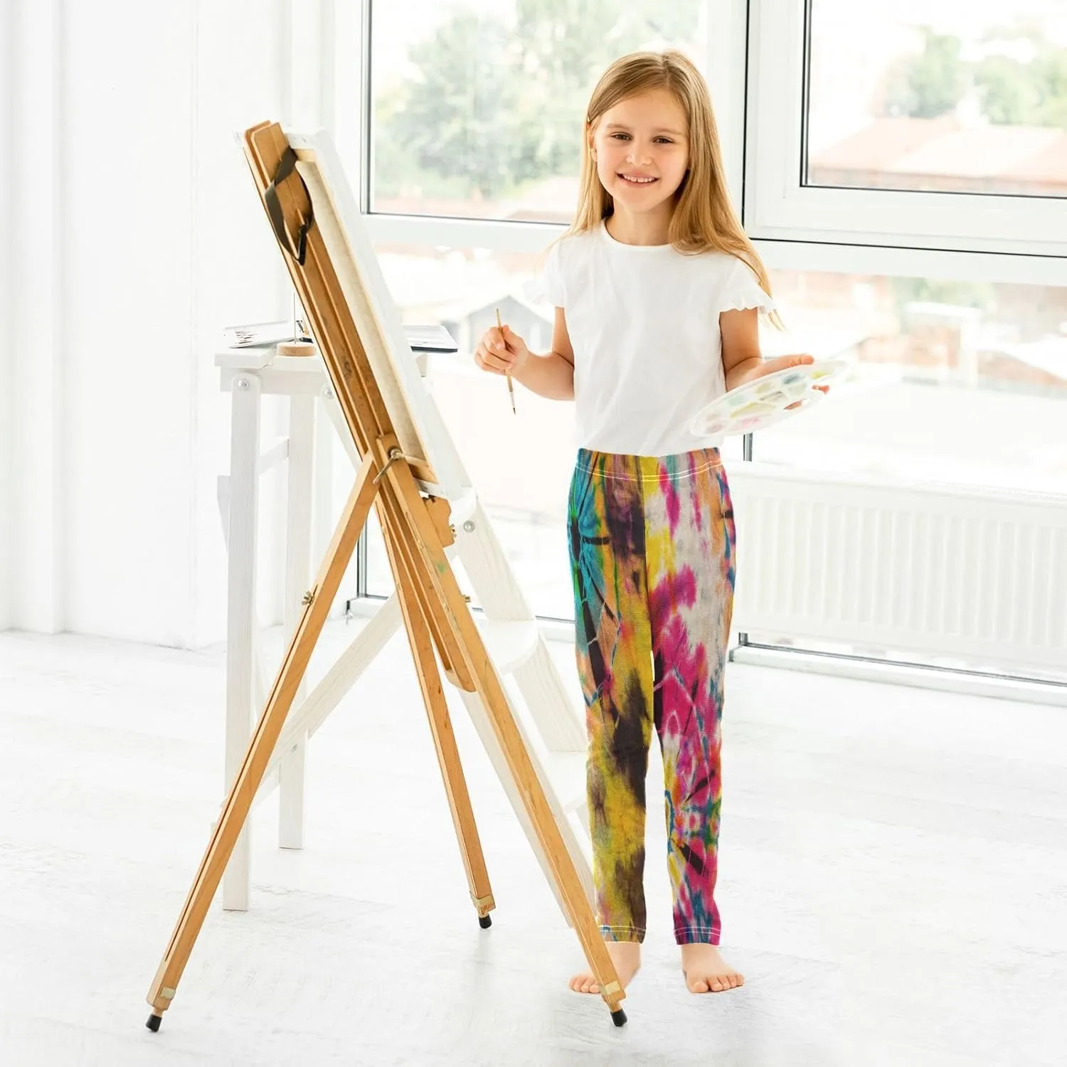 Emelivor Tie Dye Toddler Girls Leggings Comfortable Stretch Pants Athletic Leggings for Kids Toddler Girls 4-10 Years