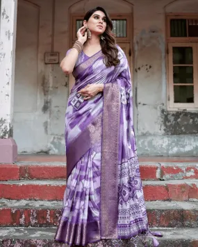 Fantastic Light Purple Colored Jacquard Silk Saree