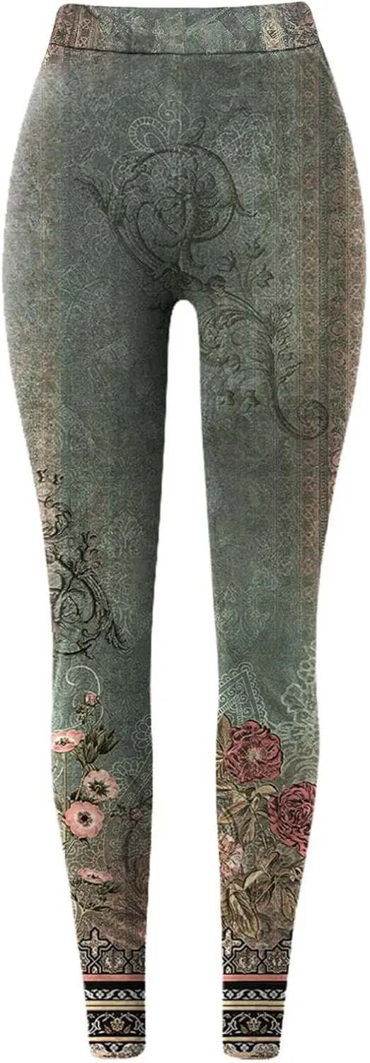 Fleece Lined Leggings Printed Bottom Pants Fall and Winter Inside Comfortable Casual Pants Women's Bottom Pants