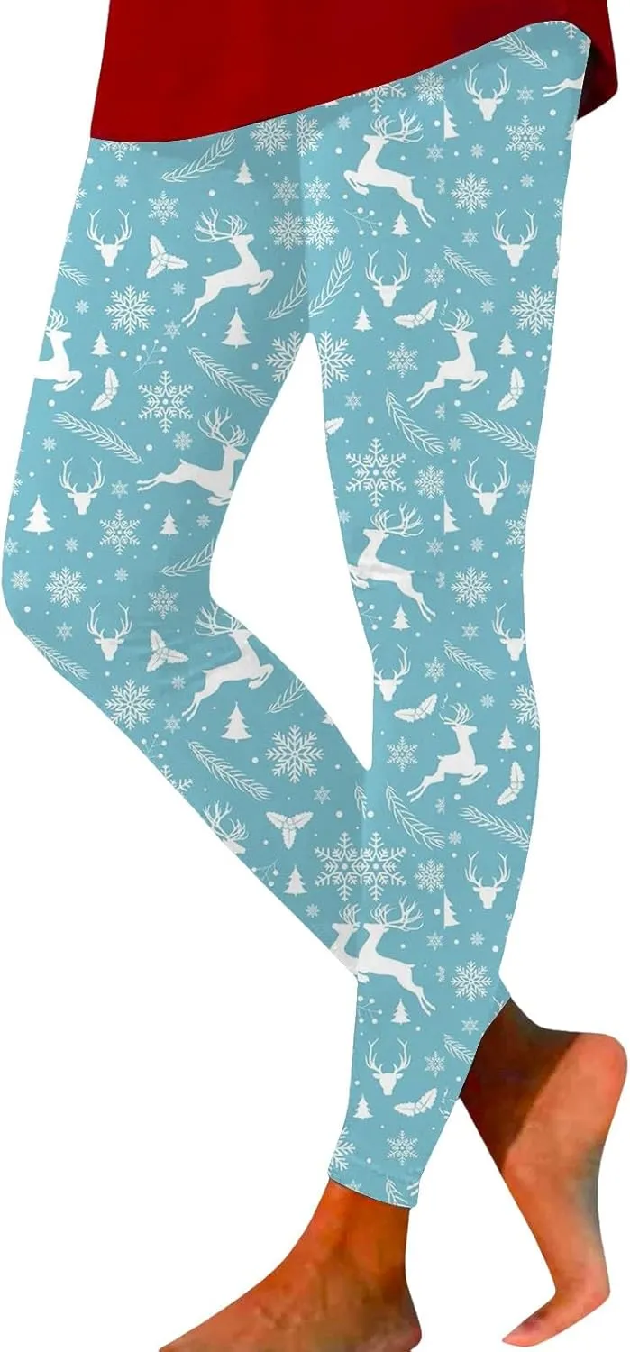 Fleece Lined Leggings Printed Bottom Pants Fall and Winter Inside Comfortable Casual Pants Women's Bottom Pants