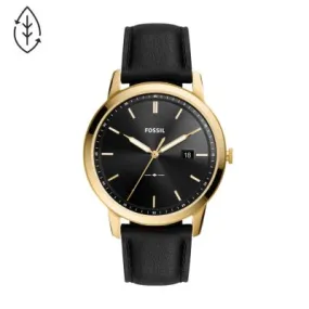 Fossil FS5840 The Minimalist Solar-Powered Black Leather Watch