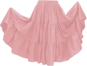 Indian Trendy 36" Long Women's Soft Cotton 10 Yard 3 Tiered Gypsy Belly Dance Skirt Swing Halloween