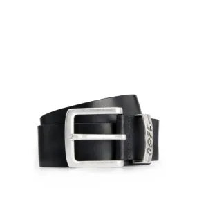 Jen-loop Debossed Logo Leather Belt, Black