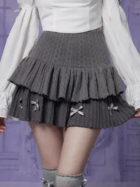 Knit High Skirt Waist Gray Ribbon