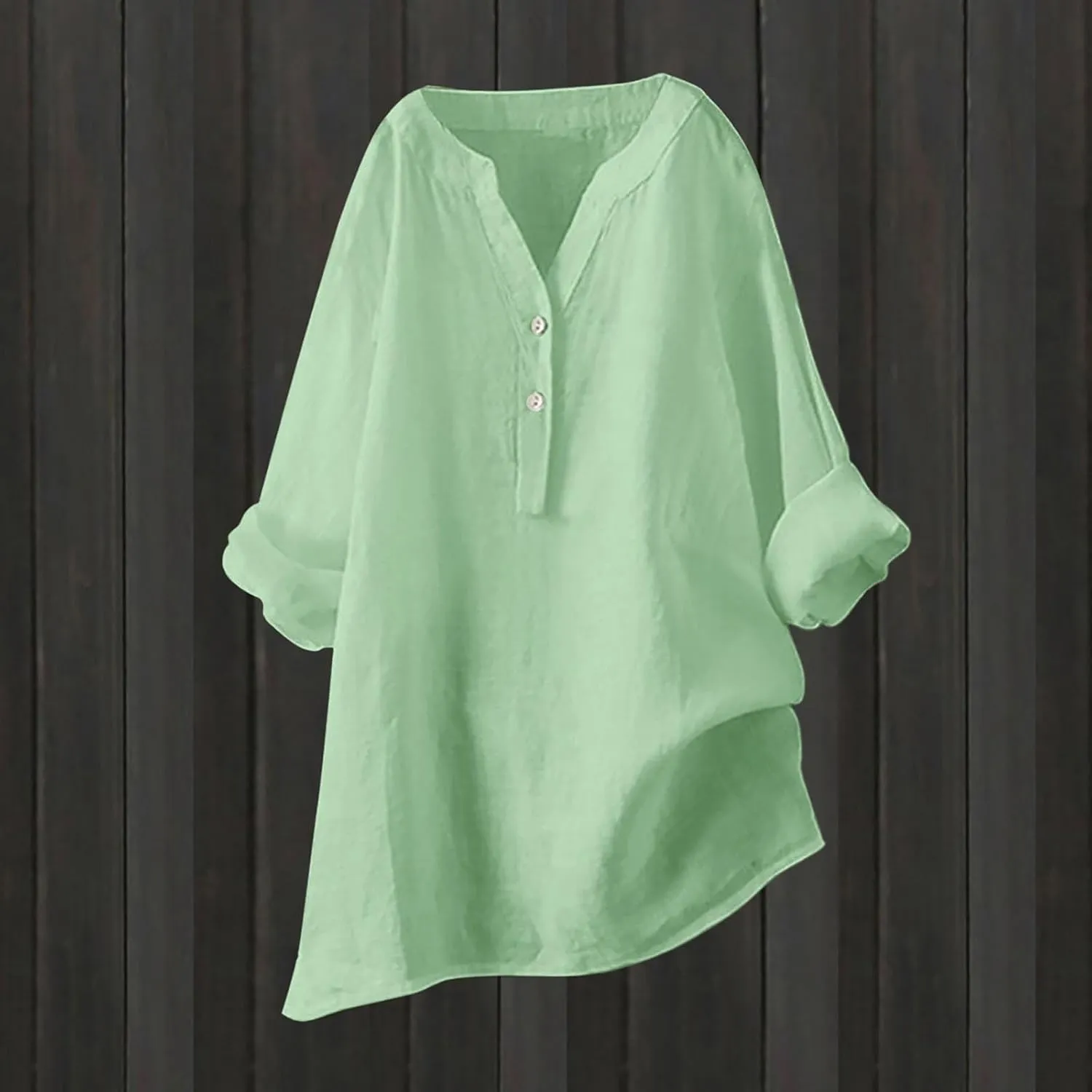 Linen Shirts for Women 2025 Trendy Summer V Neck Linen Blouse with Buttons Round Neck Tees 2025 Summer Fashion